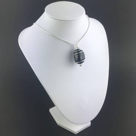 Colgante OBSIDIANA PLATEADA - GEMINIS LEO VIRGEN Zodiaco Espiral Plata-6