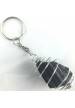 Madagascar rough Tourmaline keychain keyring hand made on silver plated spiral-1