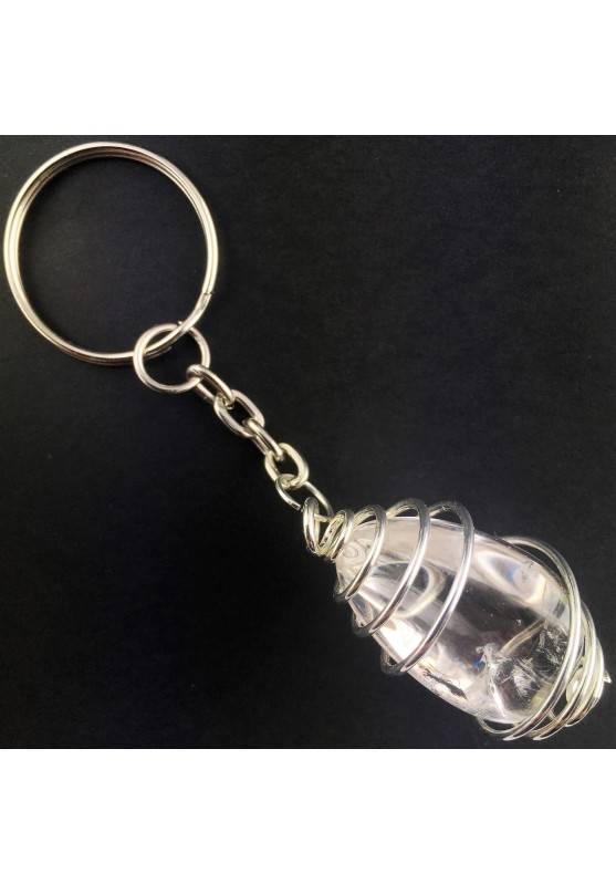 Porte-clés dans Quartz Hyalin - SAGITTAIRE Zodeaco Spirale Plaqué Argent A+-1