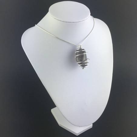 Smoked QUARTZ Pendant Handmade Silver Plated Spiral A+-3