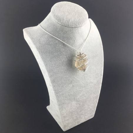 Ciondolo QUARZO RUTILATO Montato Artigianalmente Spirale Placcata Argento A+-6