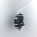 Ciondolo TORMALINA NERA MADAGASCAR Montato Artigianalmente Spirale Argento A+-1