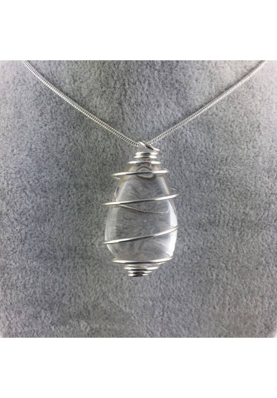 Hyaline Quartz Pendant - SAGITTARIUS Zodiac Silver Plated Spiral A+-1