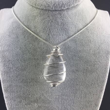 Hyaline Quartz Pendant - SAGITTARIUS Zodiac Silver Plated Spiral A+-2