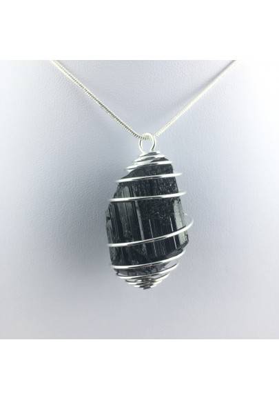Ciondolo TORMALINA NERA MADAGASCAR - TORO GEMELLI BILANCIA Zodiaco Argento A+-1