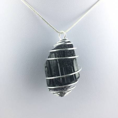 Ciondolo TORMALINA NERA MADAGASCAR - TORO GEMELLI BILANCIA Zodiaco Argento A+-1