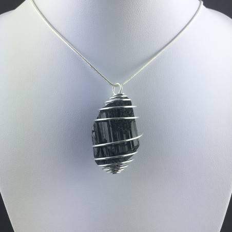 Ciondolo TORMALINA NERA MADAGASCAR - TORO GEMELLI BILANCIA Zodiaco Argento A+-2