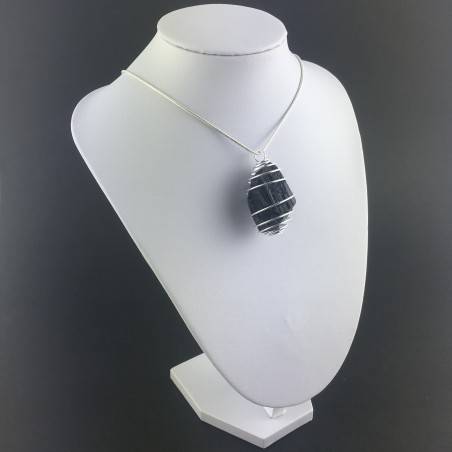 Ciondolo TORMALINA NERA MADAGASCAR - TORO GEMELLI BILANCIA Zodiaco Argento A+-3