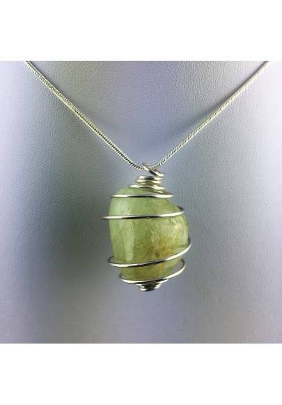 Colgante JADE VERDE Hecho a Mano Espiral Baño de Plata Regalo A+-1