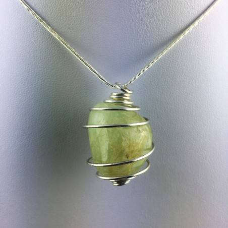 Colgante JADE VERDE Hecho a Mano Espiral Baño de Plata Regalo A+-1