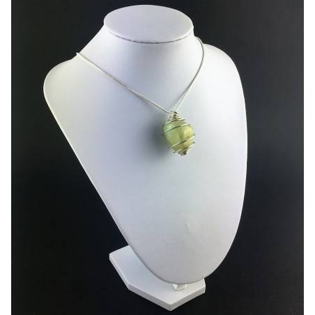 Colgante JADE VERDE Hecho a Mano Espiral Baño de Plata Regalo A+-3
