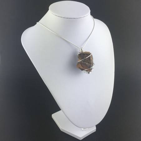 Rough Tiger's Eye Pendant Handmade Necklace Silver Plated Spiral Chain Stone-6