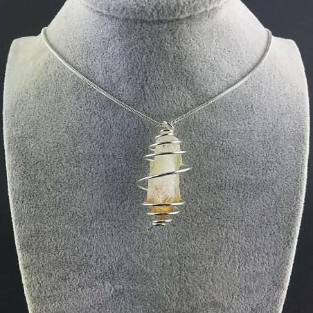 Point CITRINE Pendant Quartz Handmade Silver Plated Spiral Minerals Chakra Healing-2