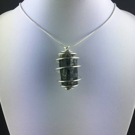 Pendant Black TOURMALINE Hand Made on Silver Plated Spiral Gift Idea-2