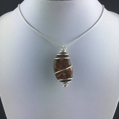 Pendant STROMATOLITE - Handmade Silver Plated Spiral Gift Idea Fossile A+-2