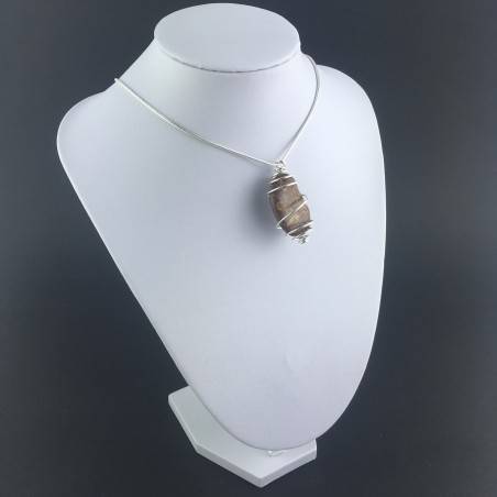 Pendant STROMATOLITE - Handmade Silver Plated Spiral Gift Idea Fossile A+-3