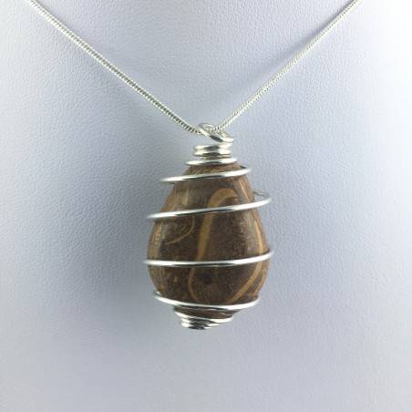 Pendant STROMATOLITE - Handmade Silver Plated Spiral Gift Idea Fossile A+-4