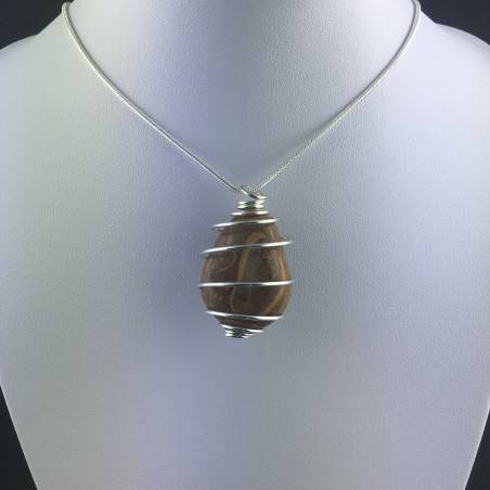 Pendant STROMATOLITE - Handmade Silver Plated Spiral Gift Idea Fossile A+-5