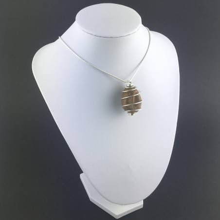 Pendant STROMATOLITE - Handmade Silver Plated Spiral Gift Idea Fossile A+-6