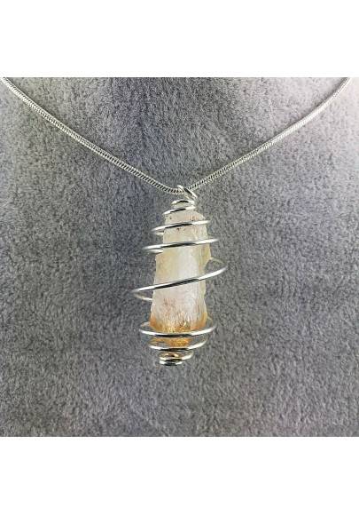 Colgante PUNTA CUARZO CITRINO - CÁNCER Zodiaco Espiral Baño de Plata A+-1