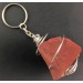 Llavero JASPE ROJO MEDIANANO Artesanal Montado en Espiral Baño de Plata A+-1