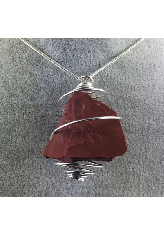 Pendant in Red Jasper Hand Made on Silver Plated Spiral Charm Craft Gift Idea-1