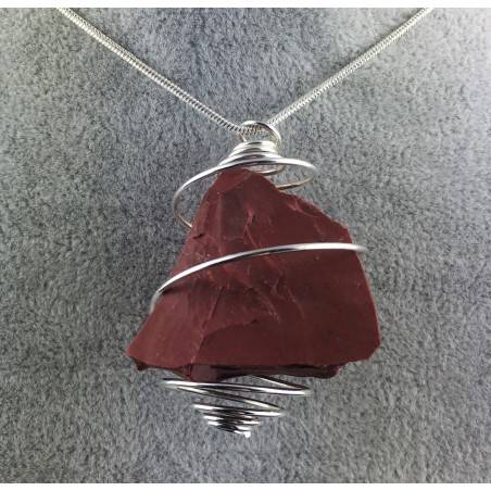 Pendant in Red Jasper Hand Made on Silver Plated Spiral Charm Craft Gift Idea-1
