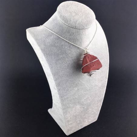 Pendant in Red Jasper Hand Made on Silver Plated Spiral Charm Craft Gift Idea-3