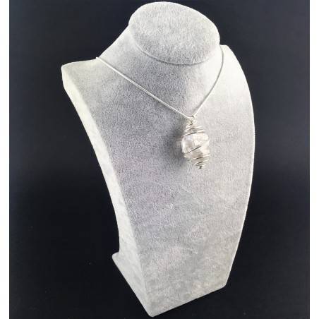 Colgante Cuarzo Diamante Hérkimer - CUARZO Artesanal Espiral Plata Regalo A+-3