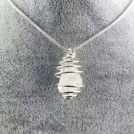 Colgante Cuarzo Diamante Hérkimer - CUARZO Artesanal Espiral Plata Regalo A+-4