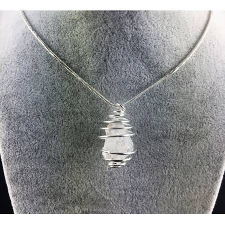 Colgante Cuarzo Diamante Hérkimer - CUARZO Artesanal Espiral Plata Regalo A+-5