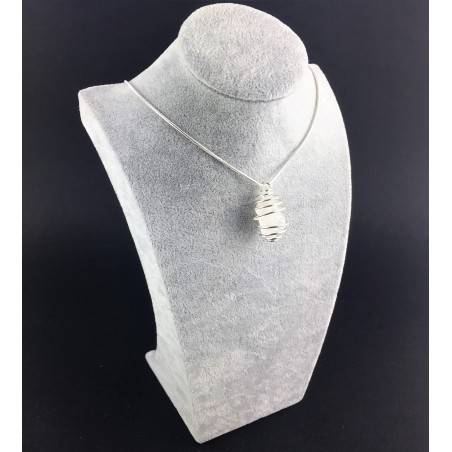 Colgante Cuarzo Diamante Hérkimer - CUARZO Artesanal Espiral Plata Regalo A+-6