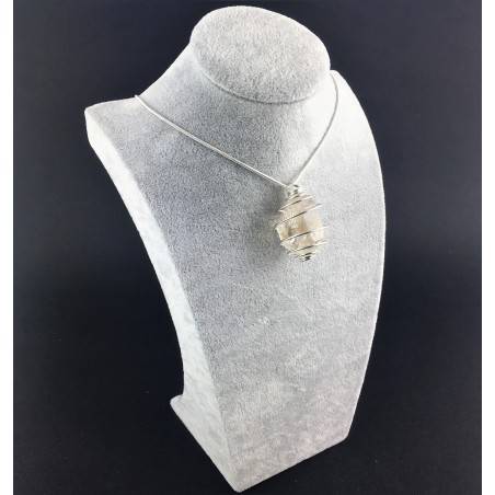 Colgante Cuarzo Diamante Hérkimer - CUARZO Artesanal Espiral Plata Regalo A+-9