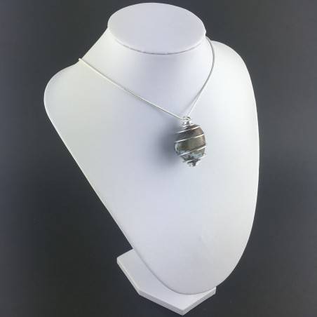 Ciondolo DIASPRO OCEANICO ORBICOLARE - LEONE GEMELLI PESCI Zodiaco Argento A+-3