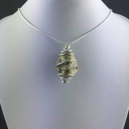 Ciondolo DIASPRO OCEANICO ORBICOLARE - LEONE GEMELLI PESCI Zodiaco Argento A+-8