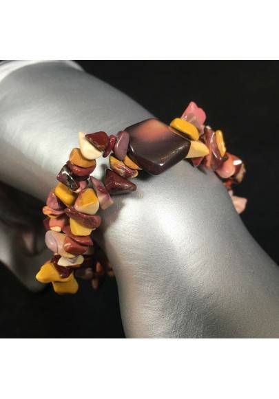 Mookaite Jasper Bracelet Natural Gemstone Chips - LEO GEMINI PISCES Zodiac-1