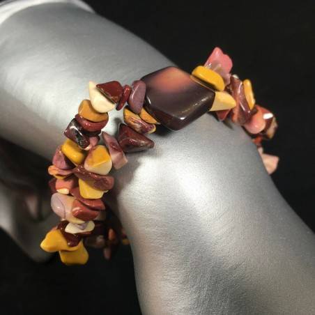 Mookaite Jasper Bracelet Natural Gemstone Chips - LEO GEMINI PISCES Zodiac-1