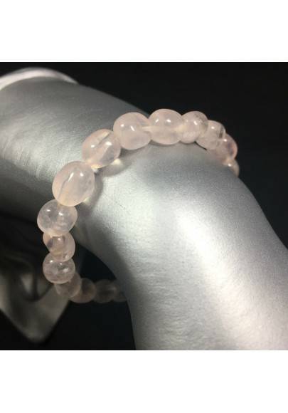 Pulsera en Rodado de CUARZO ROSA Pulsera Cristaloterapia Chakra A+-1