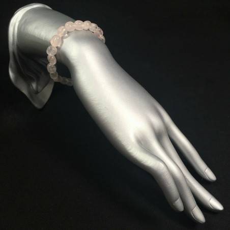 Pulsera en Rodado de CUARZO ROSA Pulsera Cristaloterapia Chakra A+-2