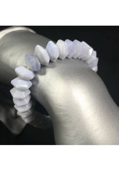 Faceted Blue CHALCEDONY Bracelet Quartz Crystal Healing Chakra A+-1