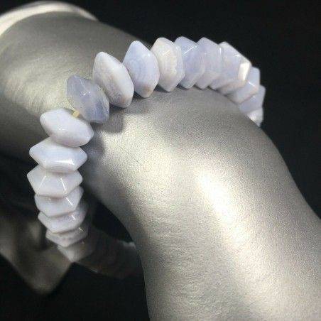 Faceted Blue CHALCEDONY Bracelet Quartz Crystal Healing Chakra A+-1