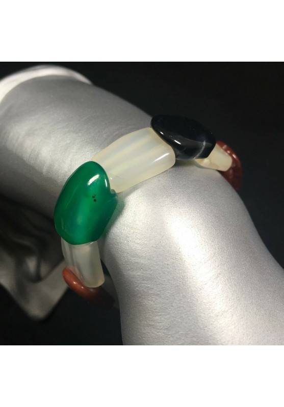 Bracciale in AGATA MISTA Braccialetto Minerali Cristalloterapia Chakra Reiki A+-1