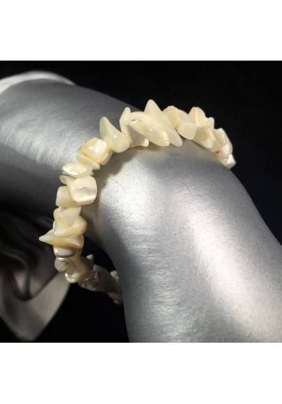 Bracelet in Mother of PEARL Chips Crystal Healing Zodiac: CANCER A+-1