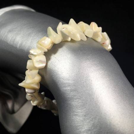 Bracelet in Mother of PEARL Chips Crystal Healing Zodiac: CANCER A+-1
