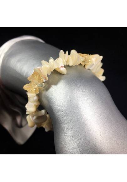 Bracciale Chips di MADREPERLA e CALCITE Braccialetto Cristalloterapia Chakra A+-1