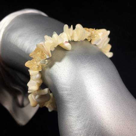 Bracciale Chips di MADREPERLA e CALCITE Braccialetto Cristalloterapia Chakra A+-1