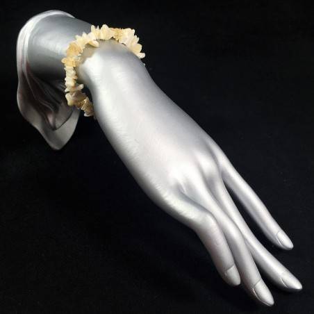 Bracciale Chips di MADREPERLA e CALCITE Braccialetto Cristalloterapia Chakra A+-2
