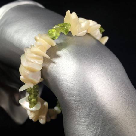 Pulsera Chip de MADREPERLA y CALCITA Pulsera Cristaloterapia Chakra A+-3