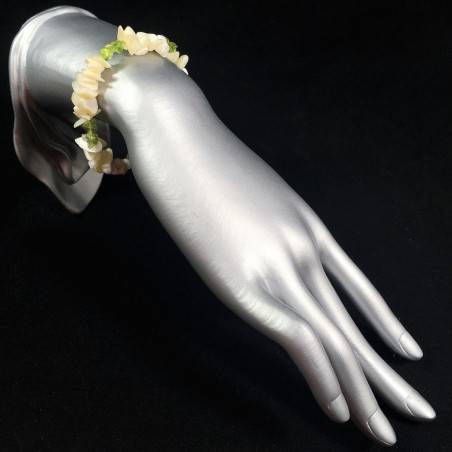 Bracelet Mother of Pearl and CALCITE Chips Crystal Healing Chakra A+-4