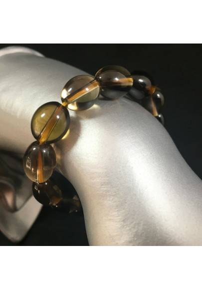 Bracciale in QUARZO Fumè Braccialetto Minerali Cristalloterapia Chakra Reiki A+-1